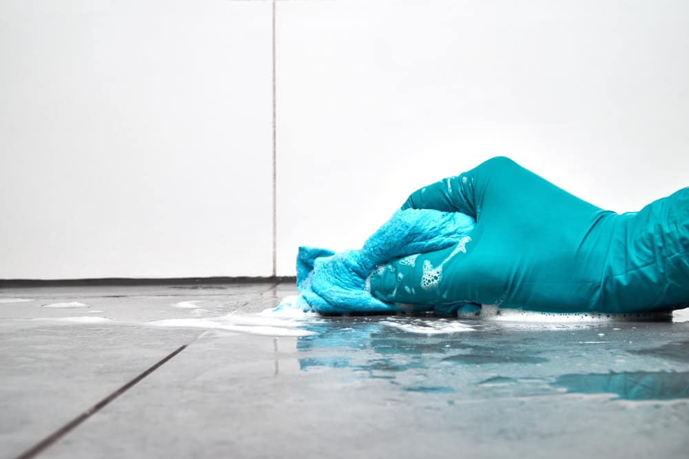 How do you clean stained bathroom tiles