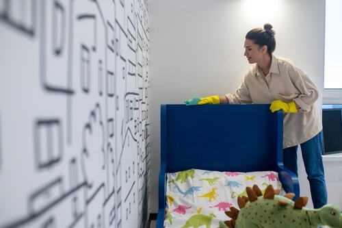 How do I deep clean my child's bedroom